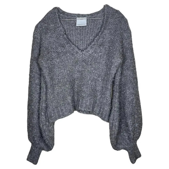C/MEO Collective Chunky Puff Sleeve Gray Sweater XS - Picture 1 of 4